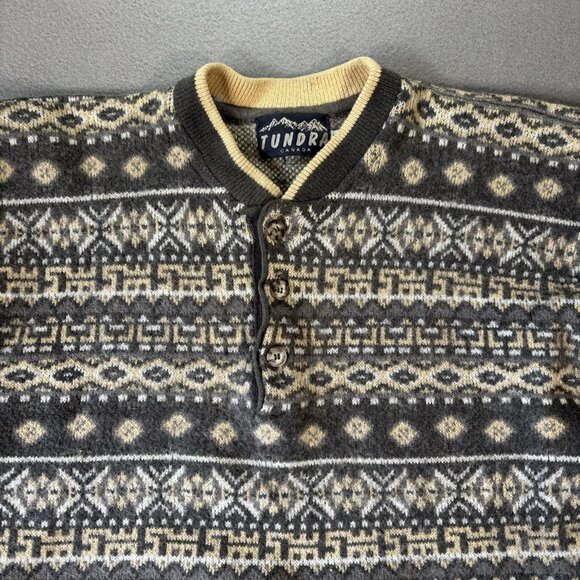 VTG Tundra Canada Wool Knit Sweater Mens Size M Pullover Fair Isle Nordic Ski - Picture 2 of 9